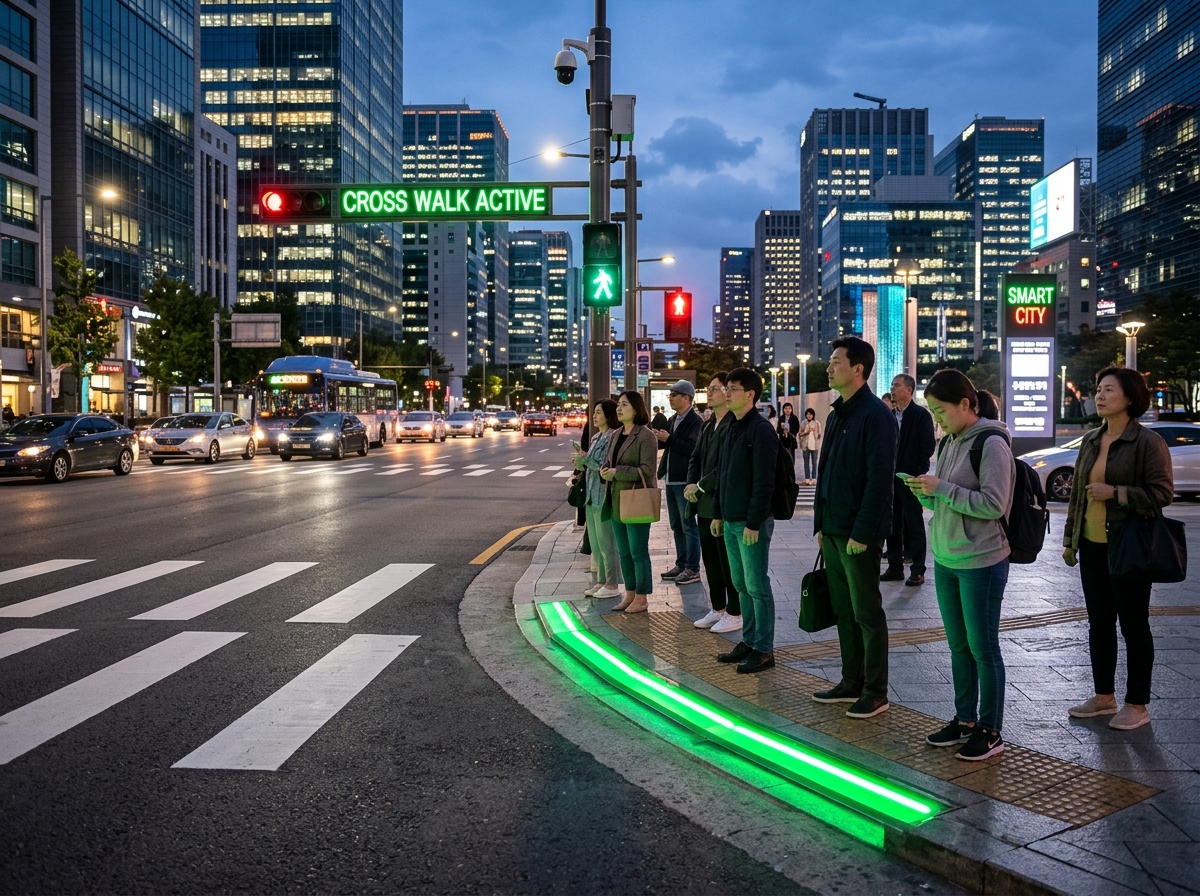 LED 바닥신호등 횡단보도 시공